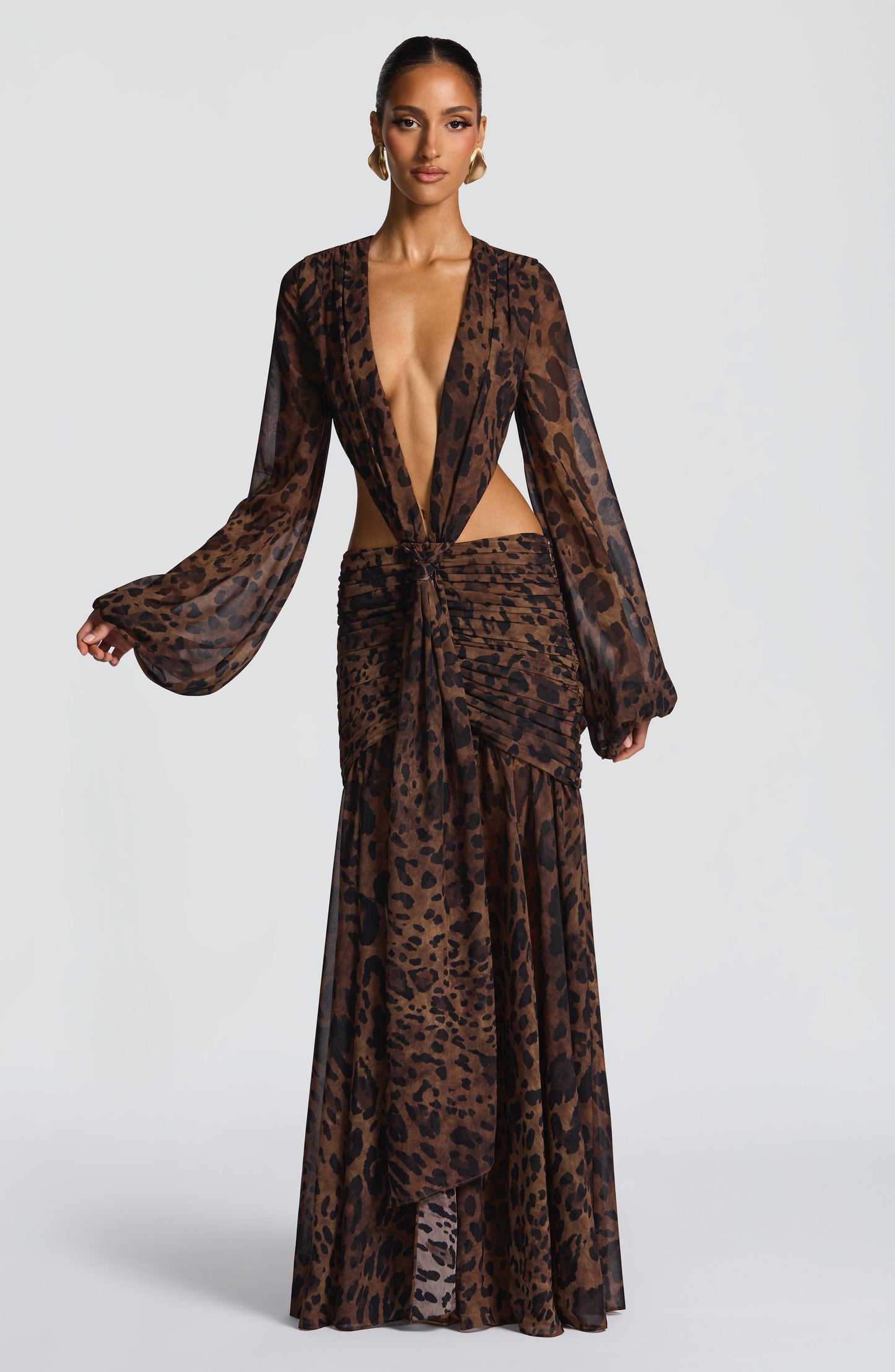 Andrina Long Dress - Leopard Print