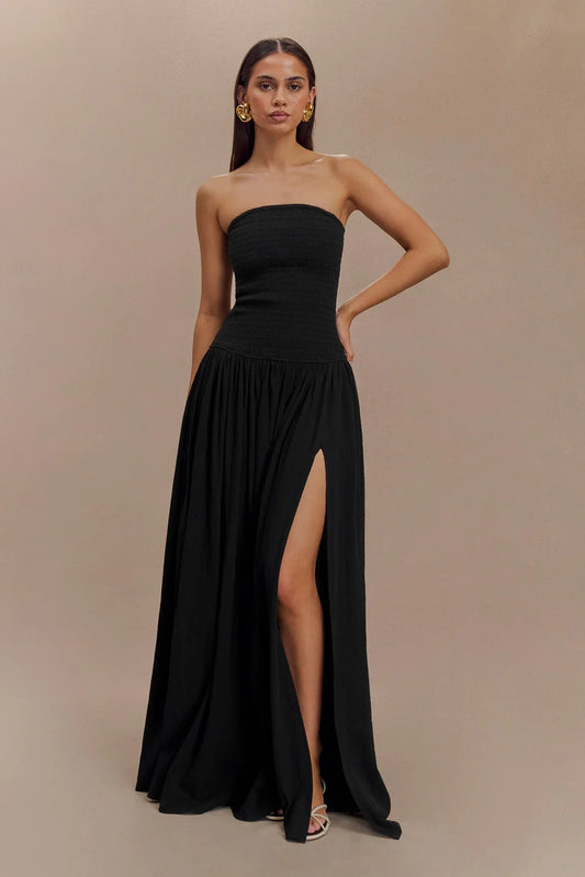 Anora Long Dress - Black Velvet