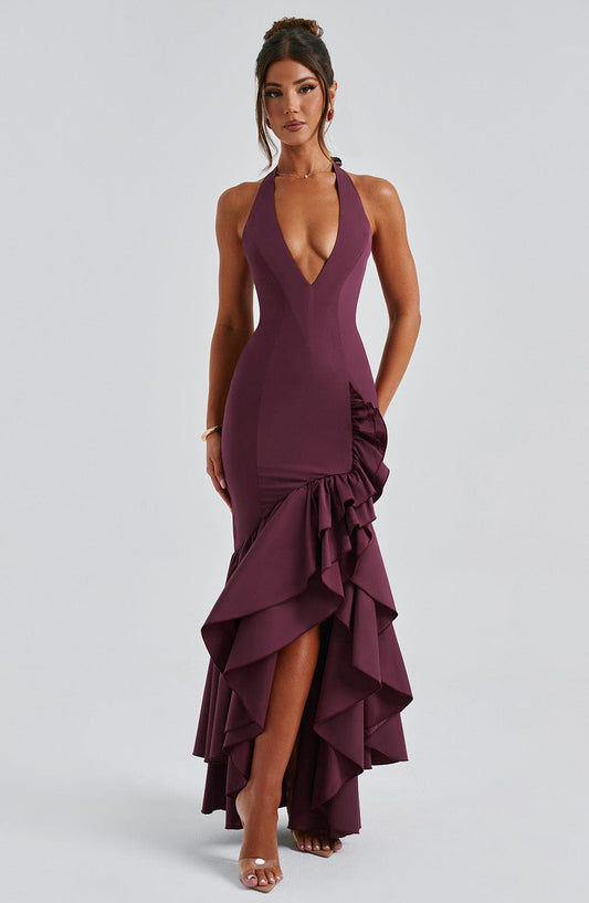 Veronique Long Dress - Cherry Lacquer
